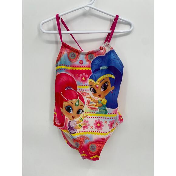 Nickelodeon Shimmer & Shine One Piece Swimsuit Open Back size 5/6 - Picture 1 of 5